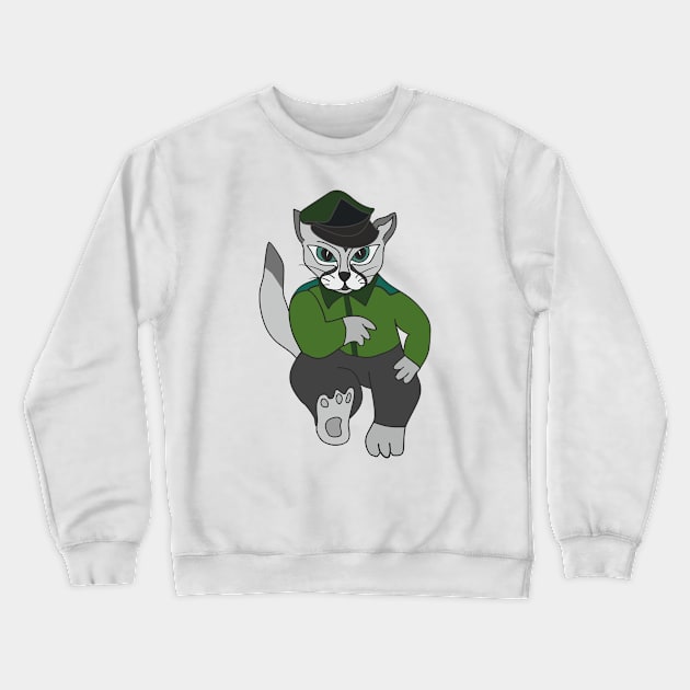 Gray cat in uniform Crewneck Sweatshirt by Alekvik